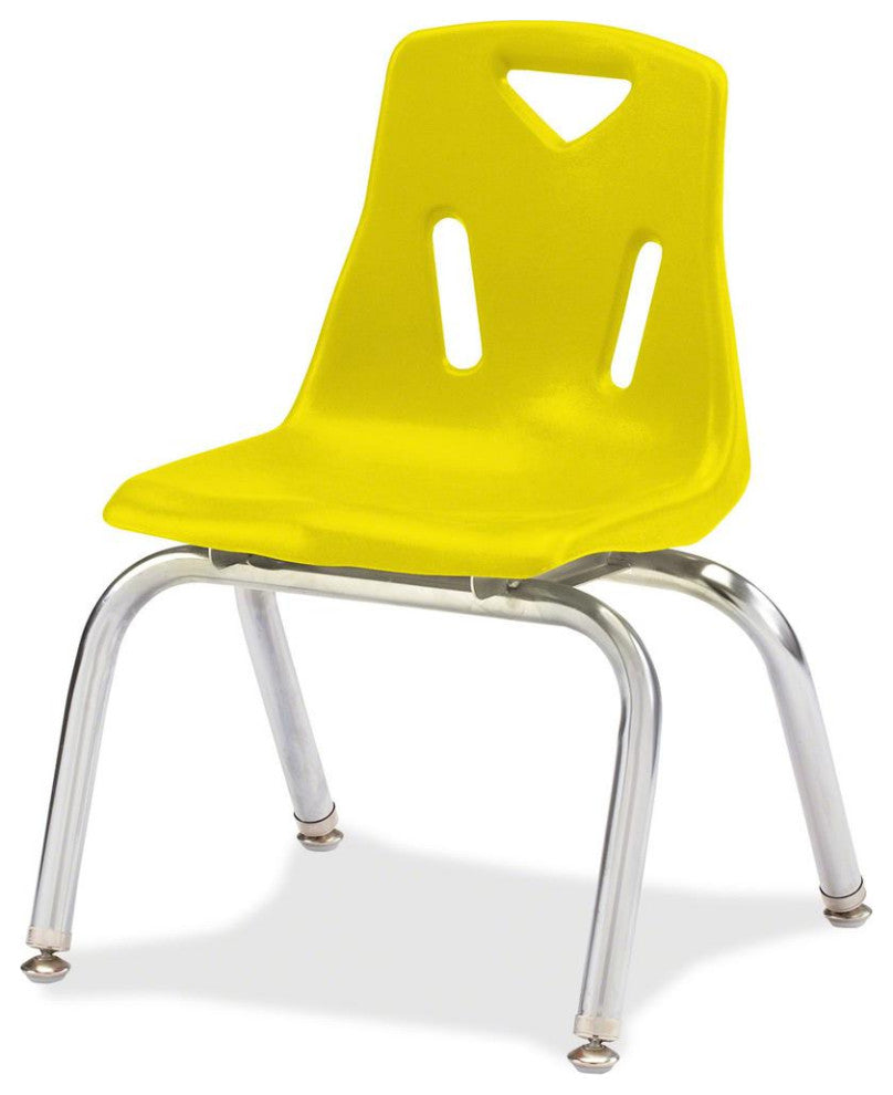 Berries Stacking Chair, Steel Frame, 4-Legged Base, Yellow