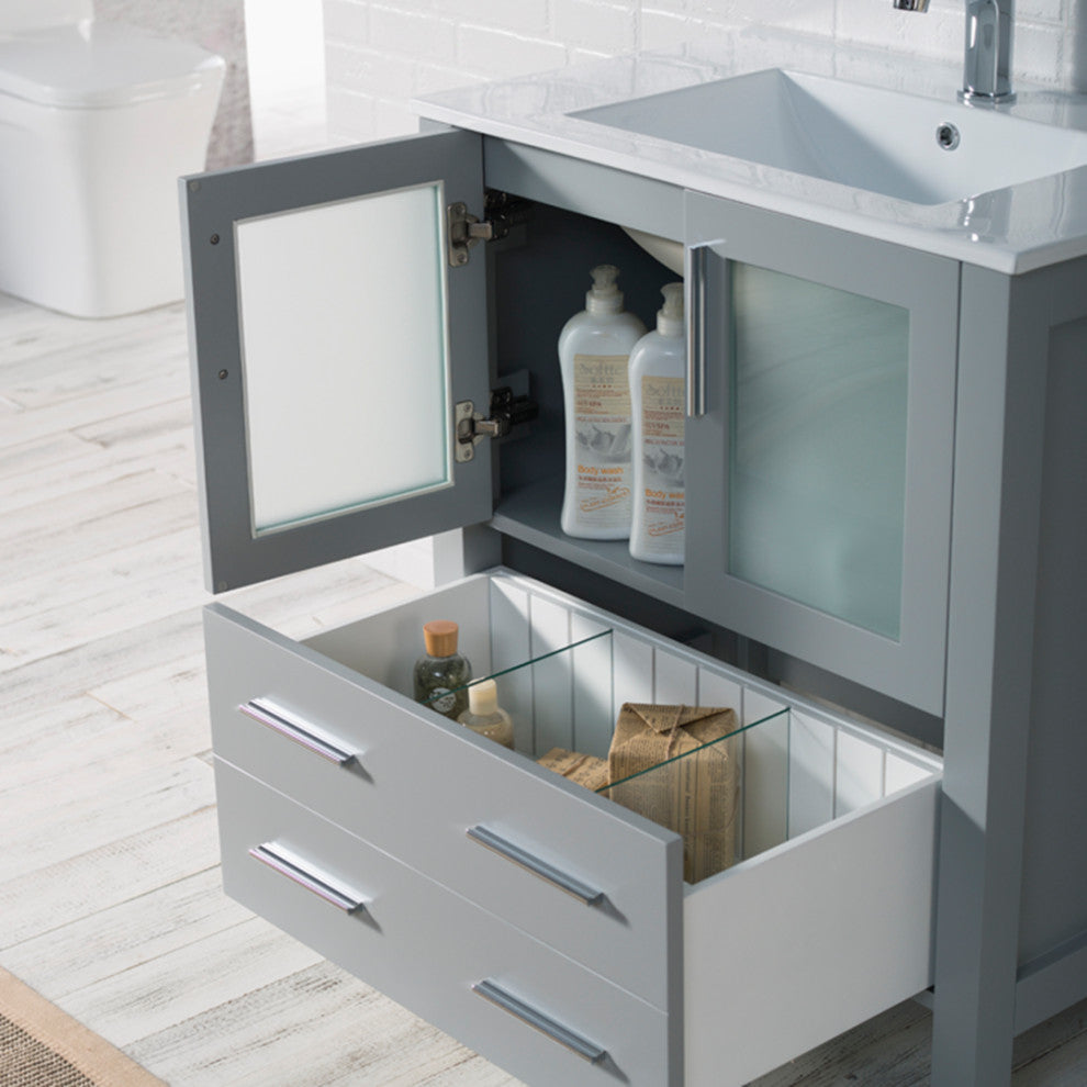 Sydney 30" Vanity Set With Mirror, Metal Gray No Mirror