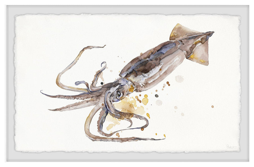 "Big Squid" Framed Painting Print, 36"x24"
