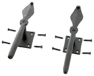 Black Shutter Dog Holders 7" L Spoon Shape Wrought Iron Renovators Supply