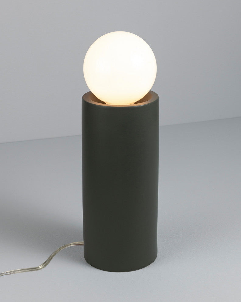 Tall Pillar Table Lamp, Pewter Green