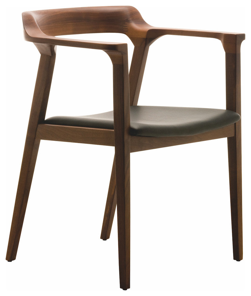 Caitlan Leather Dining Chair, Walnut Finish