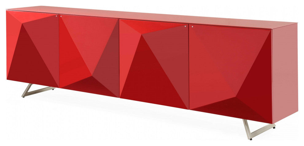 HomeRoots 94" X 18" X 29" Red Metal Buffet