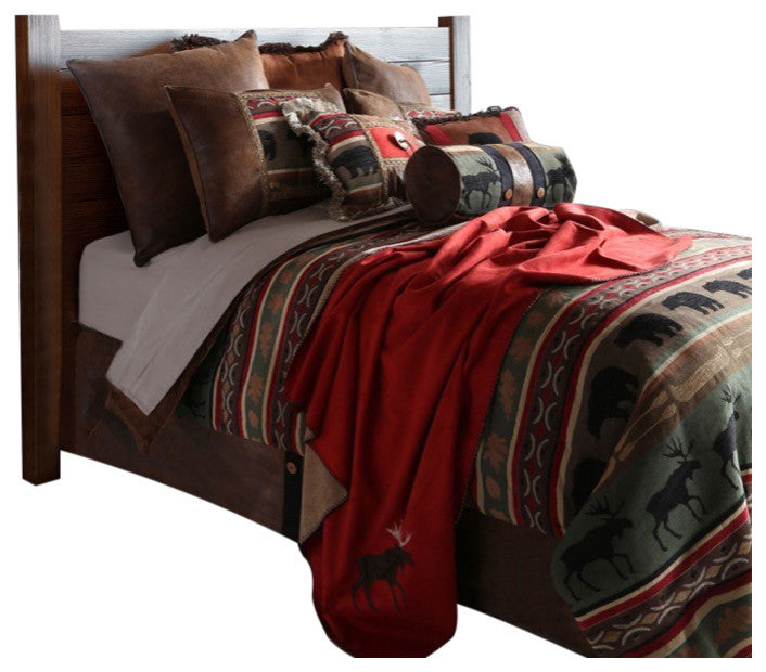 Backwoods Black Bear Striped Bedding Set, Twin