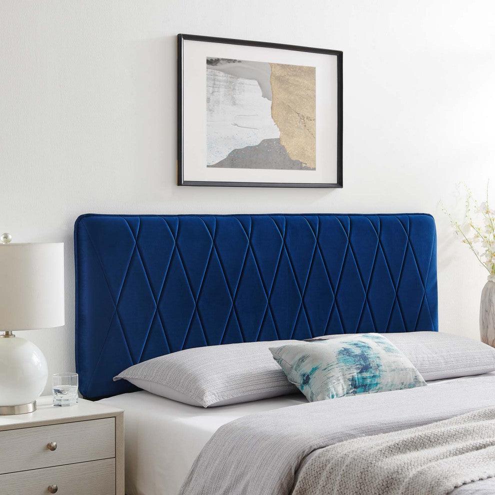 Headboard, Twin Size, Velvet, Blue Navy, Modern Contemporary, Bedroom Master