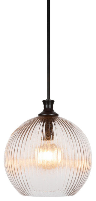 Carina 1-Light Stem Hung Pendant, Matte Black/Micro Bubble Ribbed