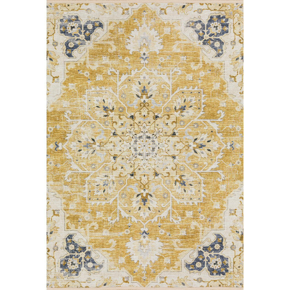 Indoor/Outdoor Marbella MB3 Gold Machine Washable 10' x 14' Rug
