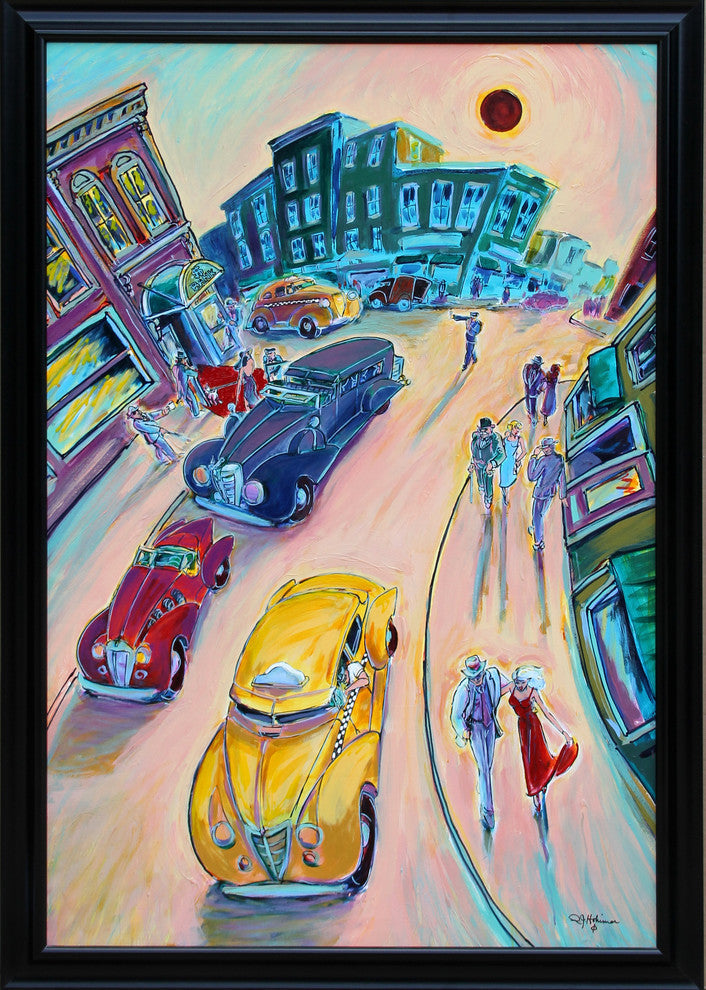 R.J. Hohimer "Taxi" Oil Painting