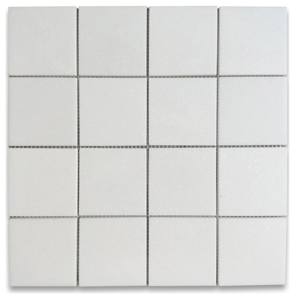 Thassos White Marble 3x3 Square Mosaic Tile Honed, 1 sheet