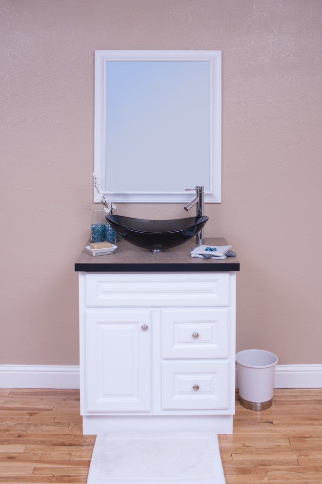 Topia Glass Vessel Sink and Faucet Set, Chrome