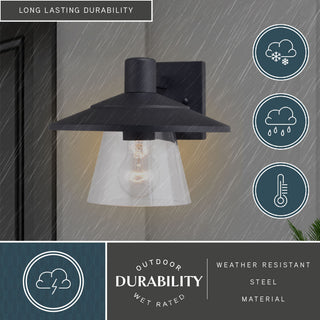 Westport Steel 1 Light Black Coastal Outdoor Wall Lantern Clear Glass