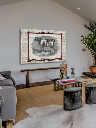 "Cow Framed" Painting Print on Canvas