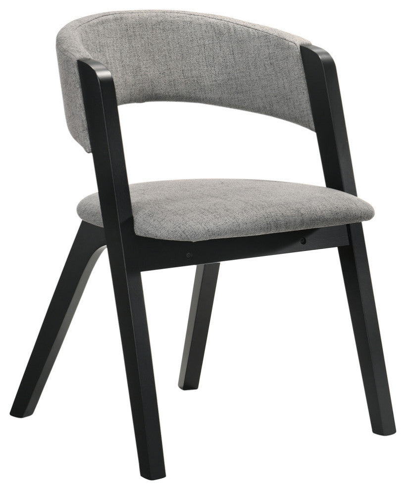 Rowan Accent Dining Chair, Black Finish and Gray Fabric, Set of 2