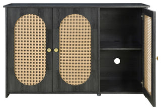 Gewnee  Retro 3-Door Sideboard with Large Storage Space, Antique Black