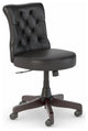 Traditional Office Chair, Armless Design With Button Tufted Backrest, Black