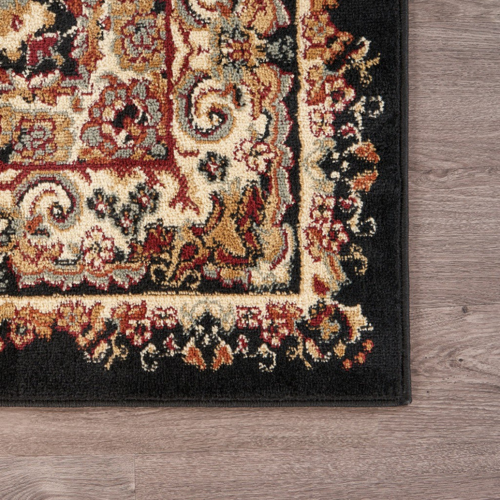 7" x 9" Black Royal Medallion Area Rug