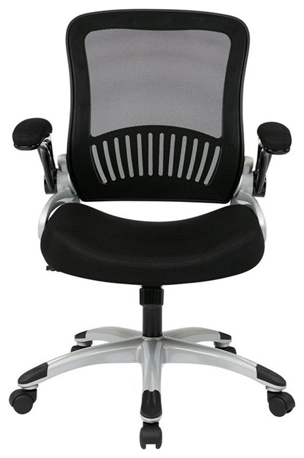 Screen Back and Bonded Leather Seat Managers Chair in Black