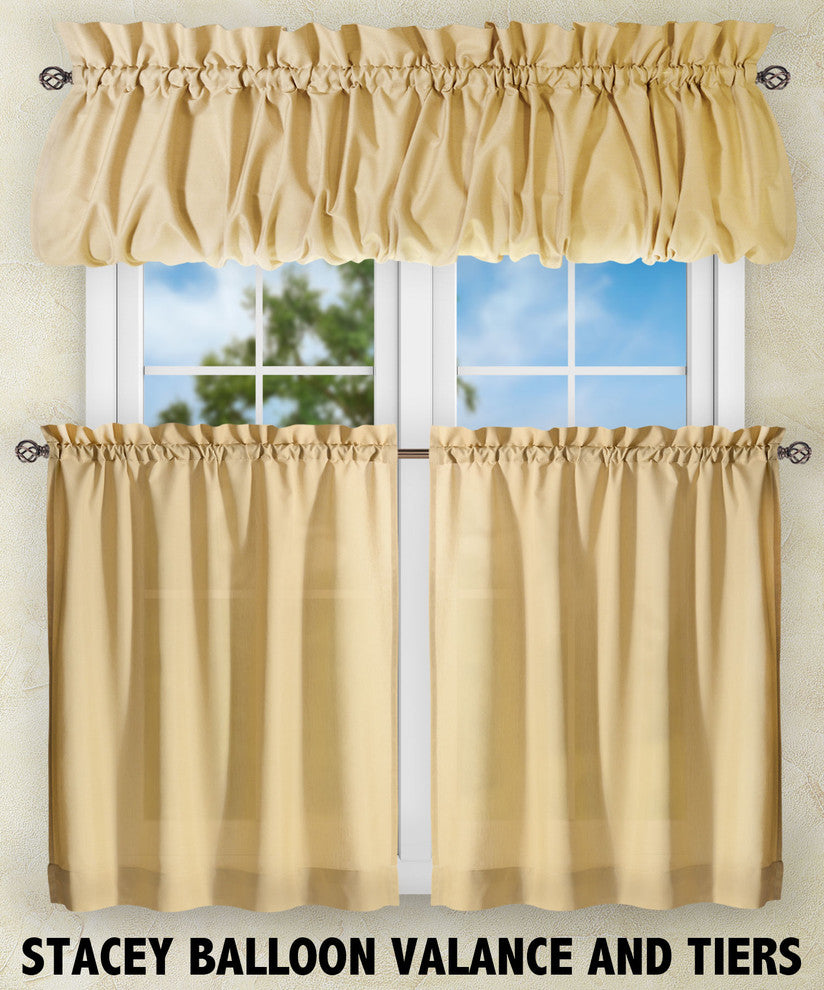 Ellis Curtain Stacey Tailored Tier Pair Curtains, Almond, 56"x24"