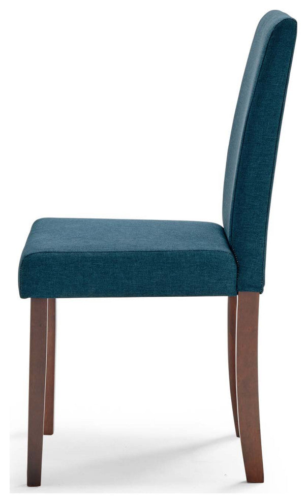 Side Chair and Table Set, Fabric, Drak Brown Blue, Modern, Bistro Restaurant