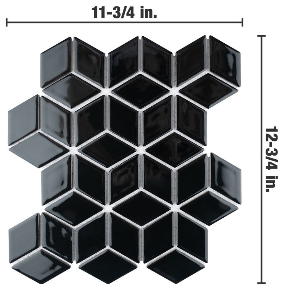 Hudson Rhombus Porcelain Mosaic Tile Sample