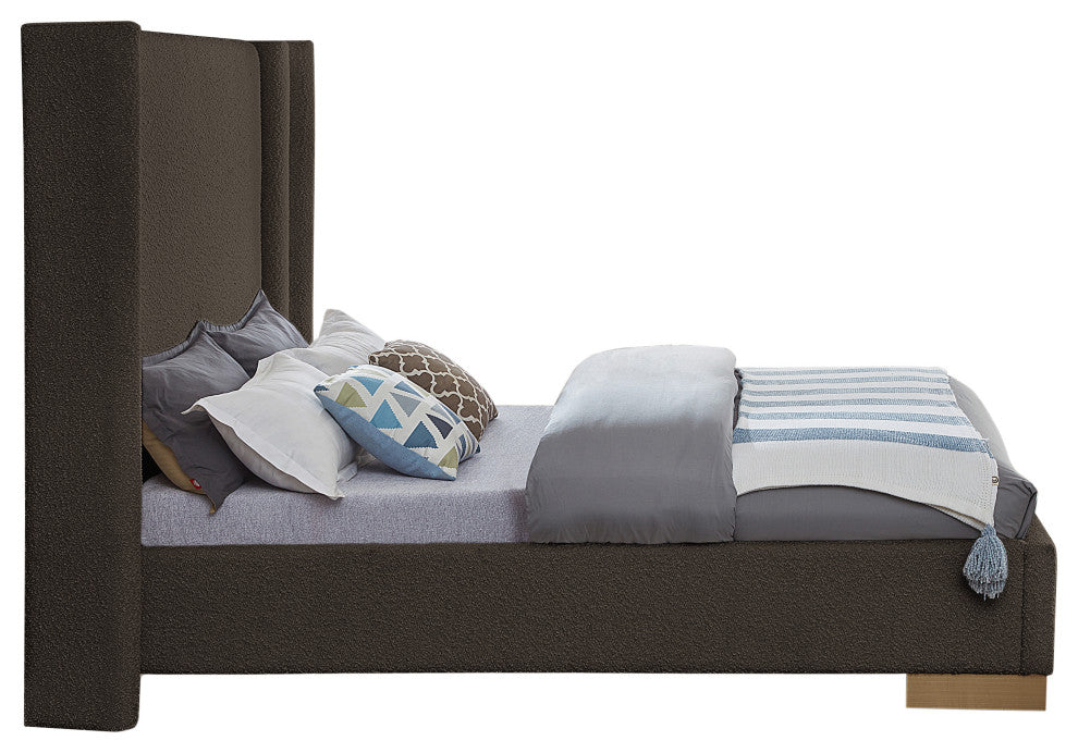 Halton Boucle Fabric Bed, Brown, Queen