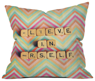 Happee Monkee Believe In Yourself Outdoor Throw Pillow