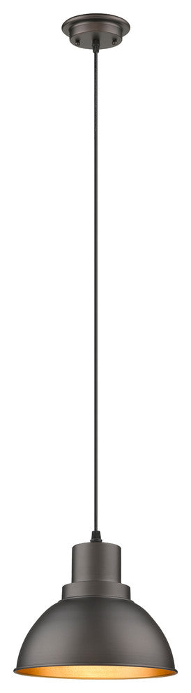 Ironclad 1-Light Rubbed Bronze Ceiling Mini Pendant 8"