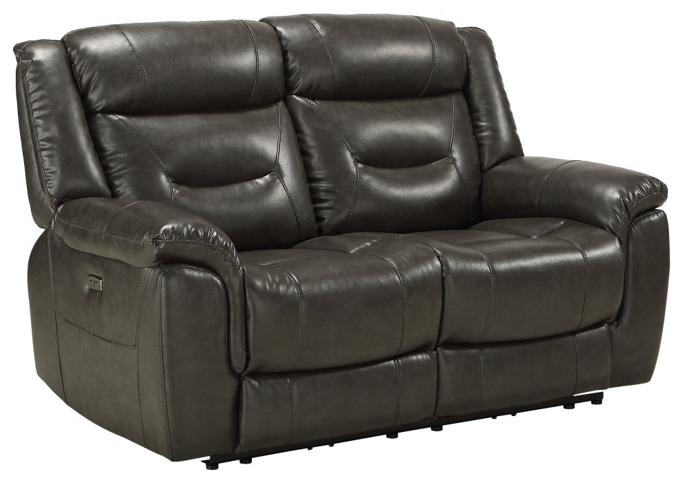 ACME Imogen Loveseat, Power Motion, Gray Leather-Aire