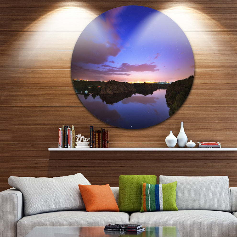 Stars And Clouds Reflection, Landscape Photo Disc Metal Artwork, 11"