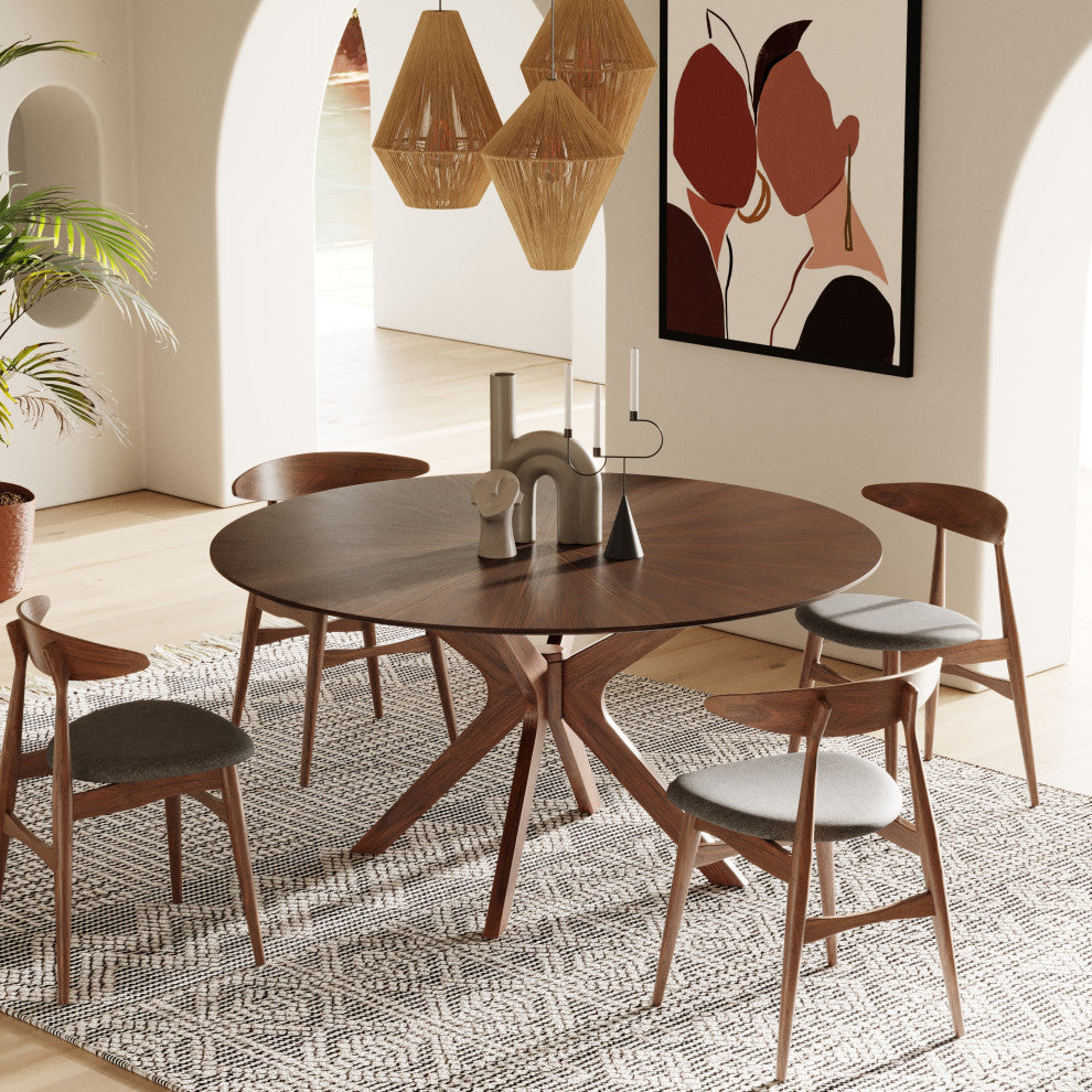 Modrest Prospect Modern Large Round Walnut Dining Table