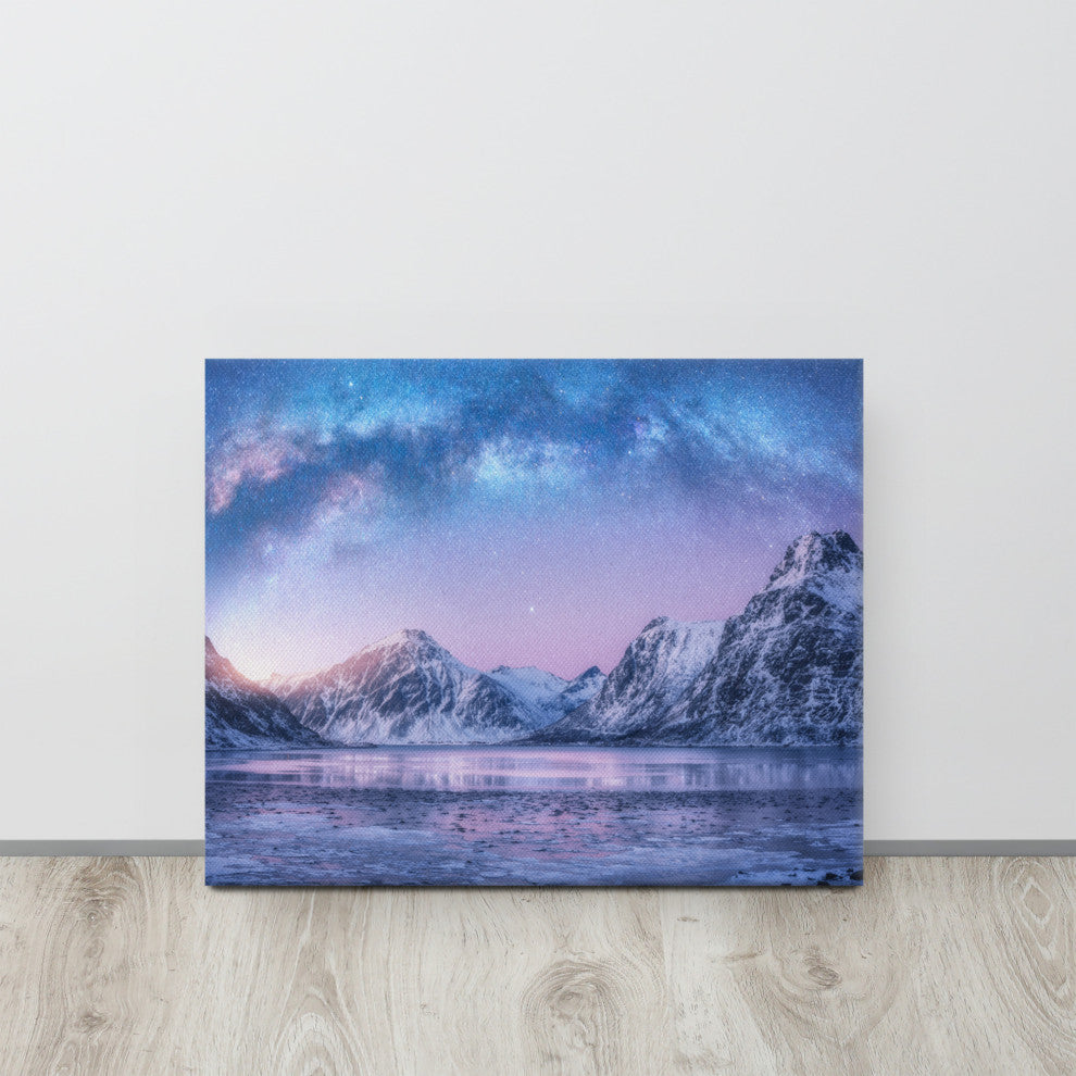 Milky Way Lofoten Islands, Norway Landscape Photo Canvas Wall Art Prints, 16" X 20"