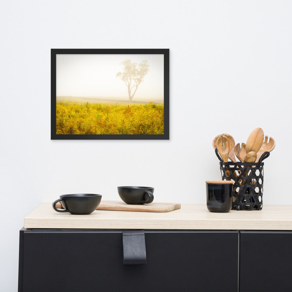 Dreams of Goldenrod and Fog Landscape Framed Photo Paper Wall Art Prints, Black, 12" X 16"