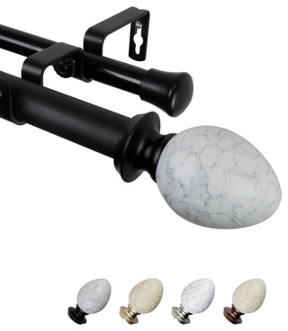 Afra 1" Double Curtain Rod, Black, 48-84"