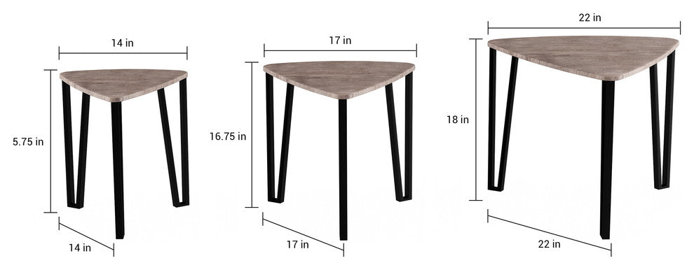 Lavish Home Nesting Tables, Set of 3, Modern Woodgrain Look