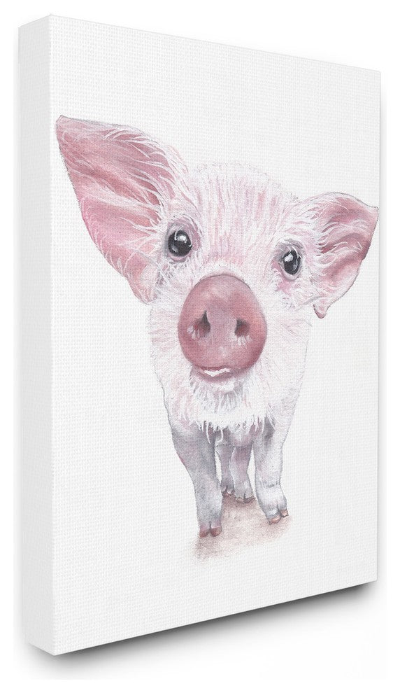 Cute Baby Piglet Up Close Illustration XXL Stretched Canvas Wall Art, 30"x40"