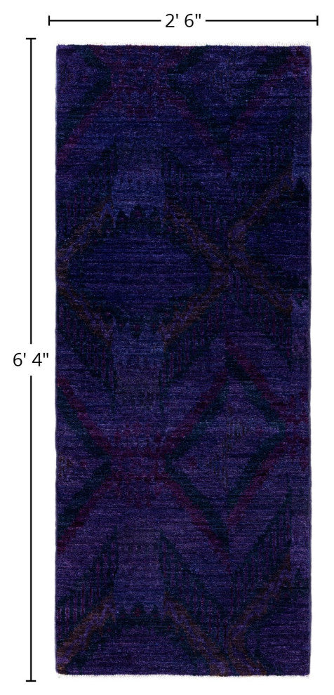 Overdyed One-of-a-Kind Hand-Knotted Area Rug Purple, 2' 6" x 6' 4"