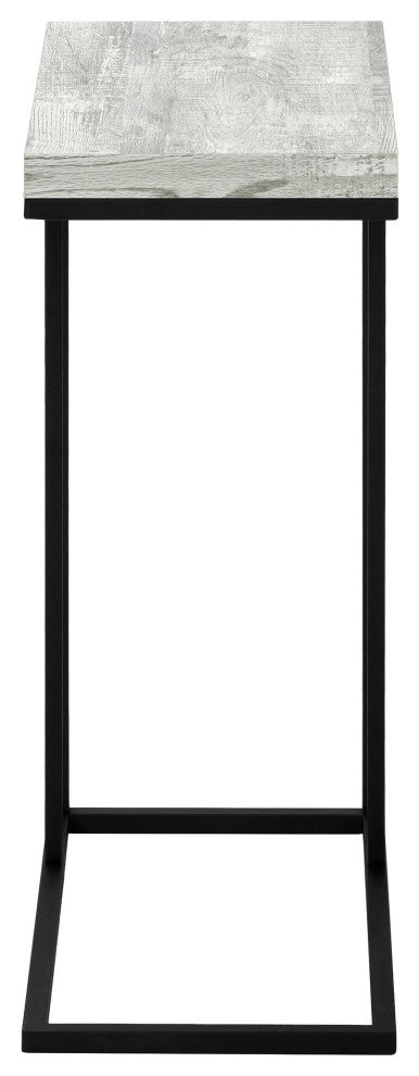 Accent Table C-Shaped End Side Snack Metal Laminate Grey Black