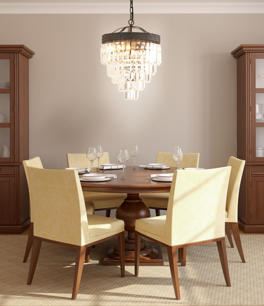Wyatt 2-Light Crystal LED Chandelier, Bronze / Clear, Width: 12"