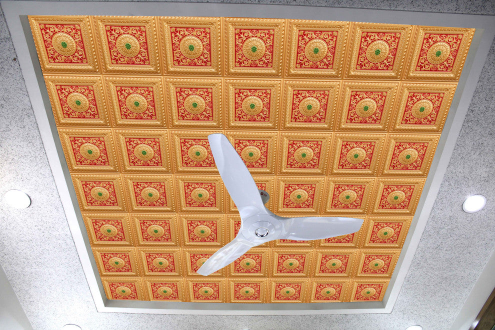 Gold-Red-Green 3D Ceiling Panels, 2'x2', 200 Sq Ft, Pack of 50