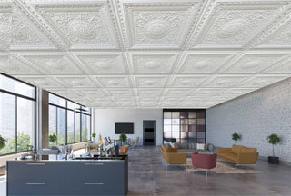 Pearl White 3D Ceiling Panels, 2'x2', 200 Sq Ft, Pack of 50