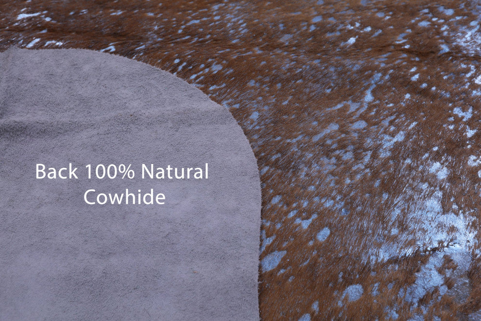 6' 10" X 6' 0" Blue Metallic Cowhide Rug C2132