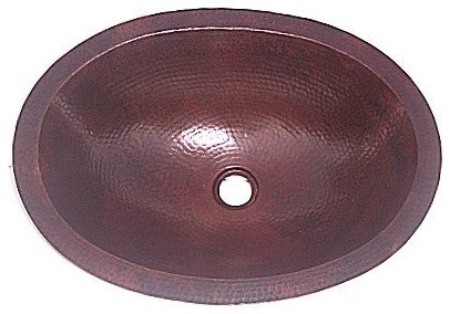 Undermount Hammered Oval Bathroom Copper Sink