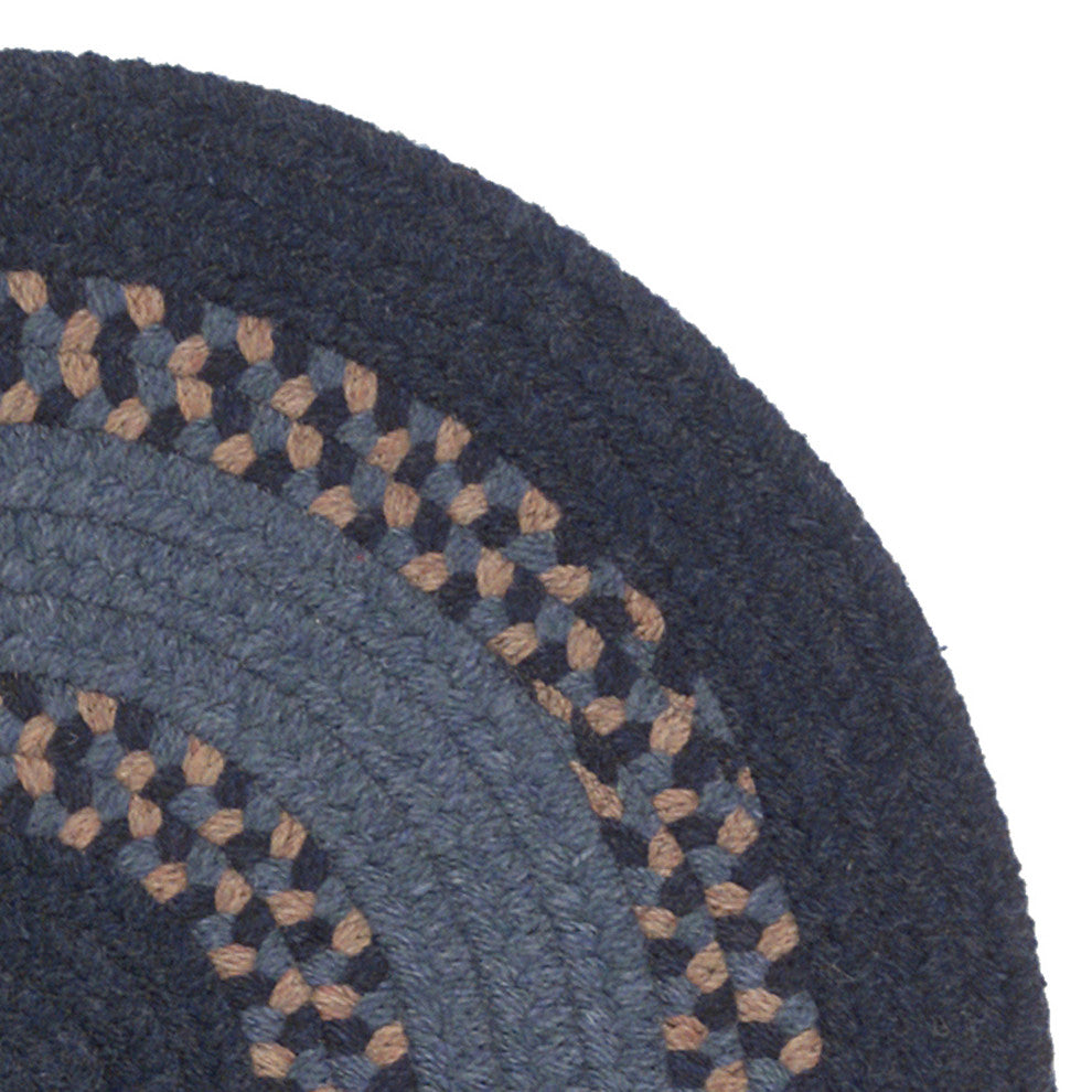 Colonial Mills Corsair Banded Round Braided Rug, Navy, 3x3