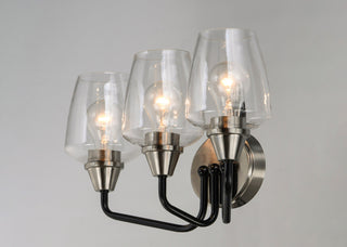 Maxim 26122CL Goblet 3 Light 18"W Bathroom Vanity Light - Black / Satin Nickel