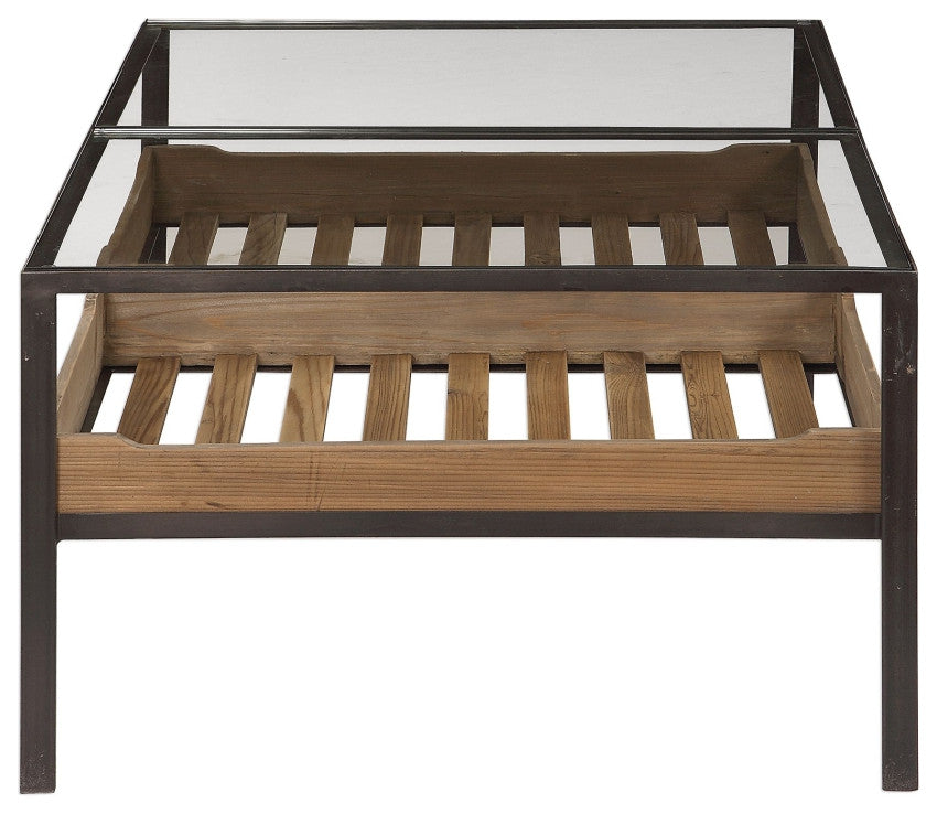 Uttermost Silas 40 x 18" Coffee Table, Reclaimed Pine and Aged Steel