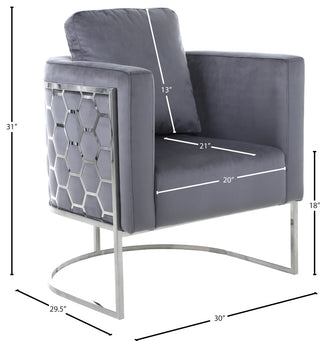 Casa Velvet Upholstered Chair, Grey, Chrome Finish