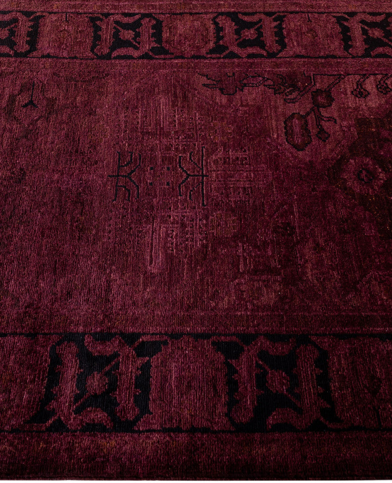 Overdyed One-of-a-Kind Hand-Knotted Area Rug Purple, 3' 1" x 10' 1"