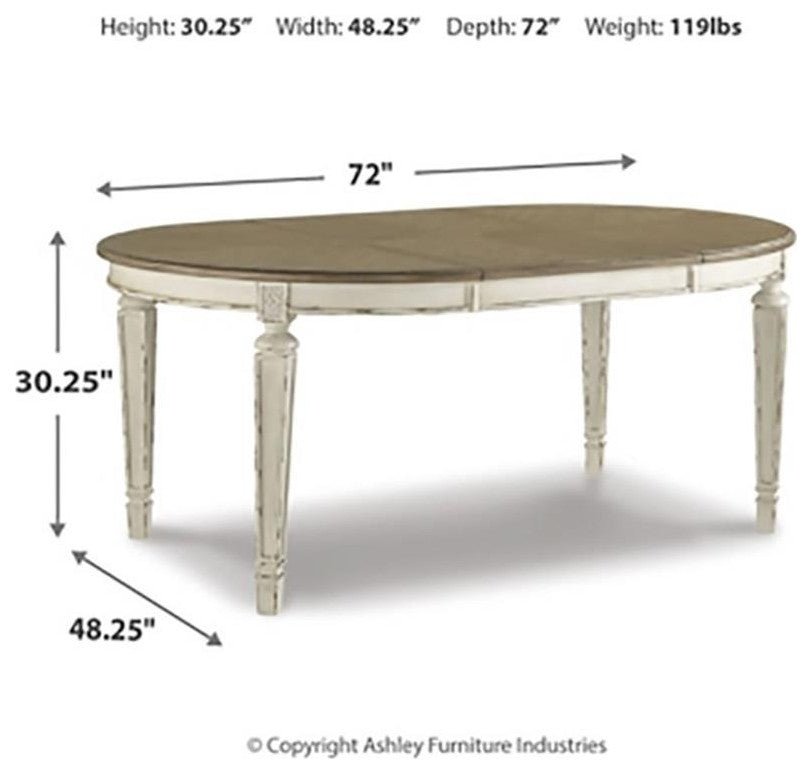 Signature Design by Ashley Realyn 72" Oval Extendable Dining Table in White