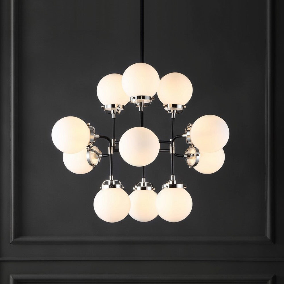 Safavieh Couture Cullen White Glass Chandelier Black