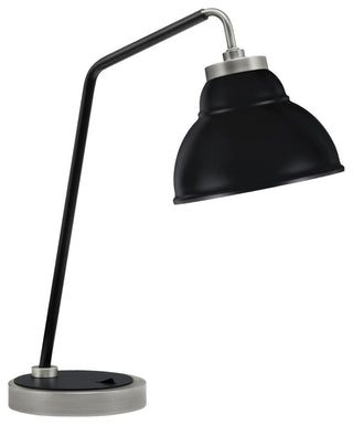 1-Light Desk Lamp, Graphite/Matte Black, 7" Double Bubble Metal Shade